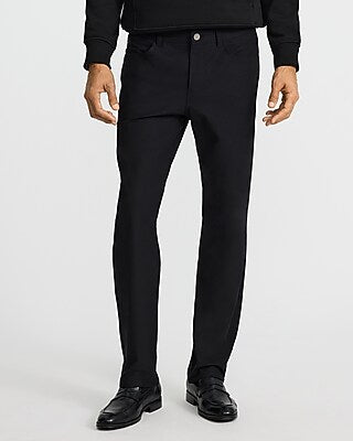 Express Men's Slim Straight 5 Pocket Everyday Performance Pant in Pitch Black