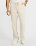 Express Men's Straight Linen-Blend Drawstring Elastic Waist Pant in Neutral Small