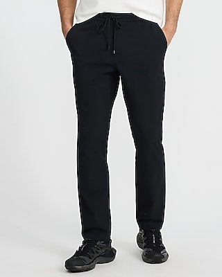 Express Men's Slim Drawstring Elastic Waist Everyday Performance Pant in Jet Black