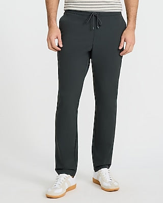 Express Men's Slim Drawstring Elastic Waist Everyday Performance Pant in Gray Small
