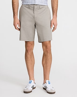 Express Men's 8" Comfort Waist Hyper Stretch Slim Chino Shorts in Dark Gray