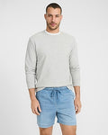 Express Men's 6" Slim Stretch Drawstring Elastic Waist Light Wash Flex Fleece Shorts in Chambray