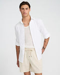 Express Men's 6" Linen-Blend Drawstring Elastic Waist Short in Neutral Small