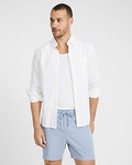 Express Men's 6" Linen-Blend Drawstring Elastic Waist Short in Blue Small