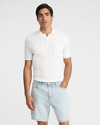Express Men's 8" Stretch Loose Denim Shorts in Light Wash