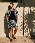 Express Men's 6" Slim Abstract Contrast Linen-Blend Drawstring Elastic Waist Short Small