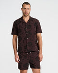 Express Men's 6" Slim Textured Floral Jacquard Drawstring Elastic Waist Short in Brown Plaid