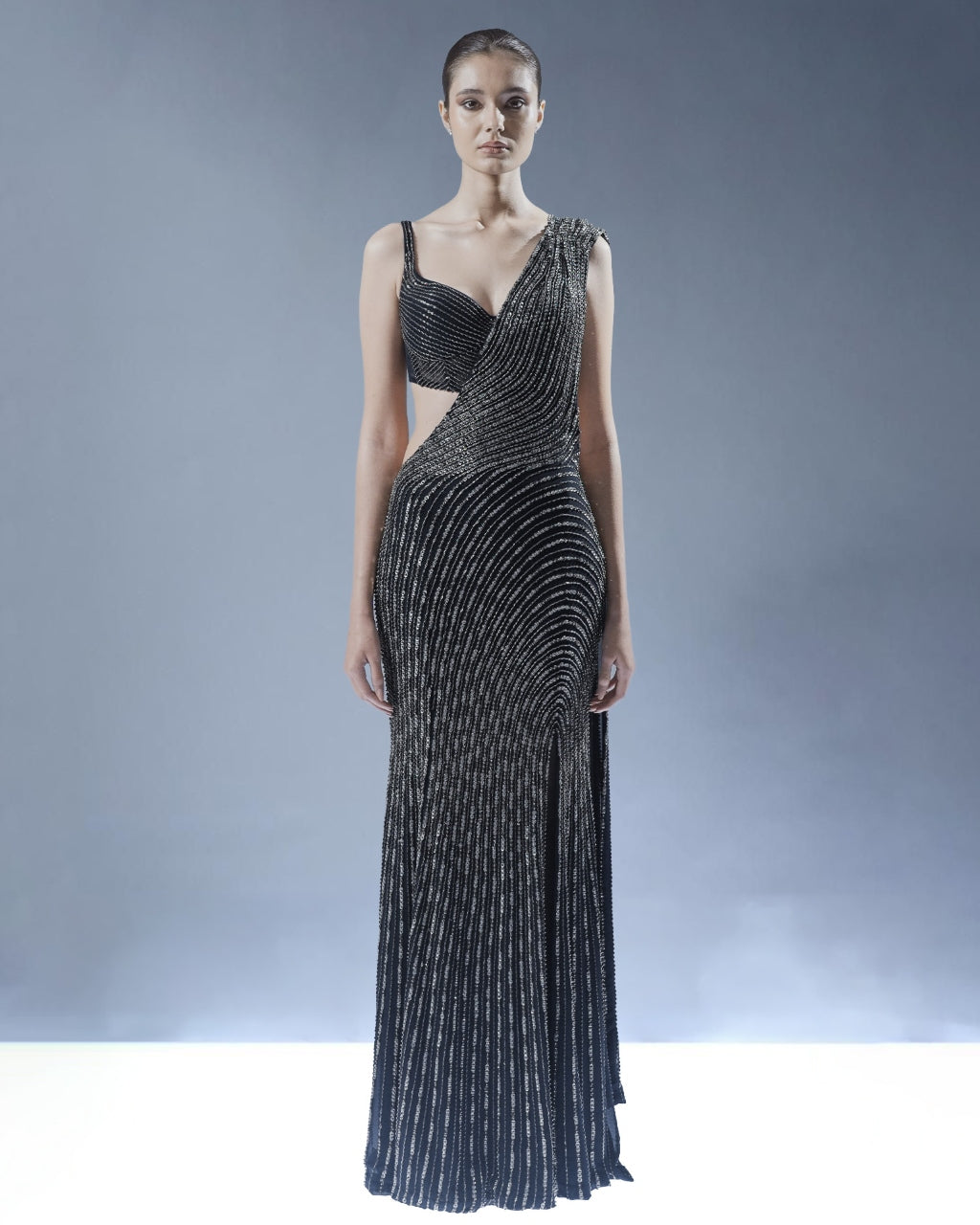 Helix Sculpted Sari Gown By KYNAH, Luxury Indian Fashion & Bridal Wear