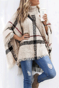 Chicest Tassel Lattice Cloak Poncho Sweater