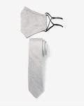 Express Men's Textured Light Gray Face Mask & Tie Gift Set in Light Gray Marl