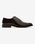 Express Men's Brown Leather Cap Toe Lace Up Dress Shoes in Chestnut Brown