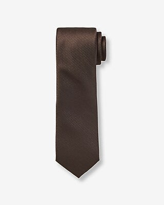 Express Men's Classic Brown Solid Tie in Chestnut Brown