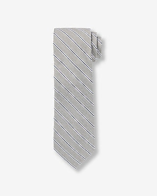 Express Men's Classic Grey Varsity Striped Tie in Gray Print