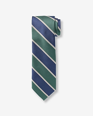 Express Men's Classic and Blue Varsity Striped Tie in Green