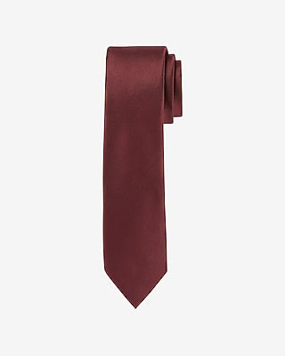 Express Men's Narrow Burgundy Solid Tie in Red