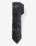 Express Men's Narrow Black Floral Jacquard Tie in Pitch Black