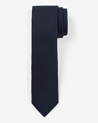 Express Men's Narrow Navy Solid Tie in Navy Blue