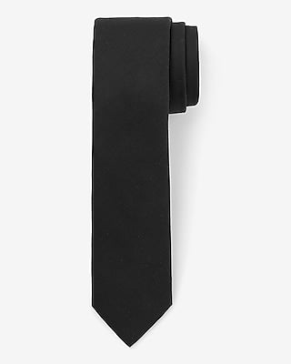 Express Men's Narrow Black Solid Tie in Pitch Black