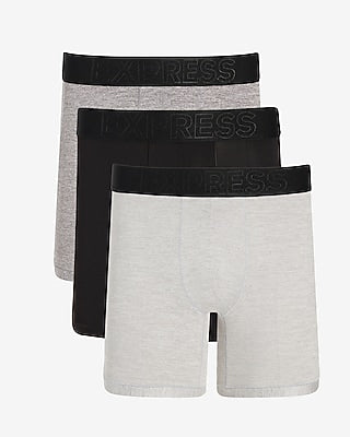 Express Men's 5 1/2' Moisture-Wicking Performance Boxer Briefs 3 Pack in Black Small