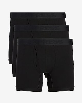 Express Men's 5 1/2" Cotton-Blend Boxer Briefs 3 Pack in Pitch Black