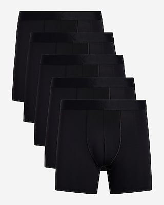 Express Men's 5 1/2" Moisture-Wicking Performance Boxer Briefs 5 Pack in Pitch Black