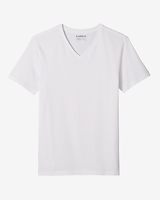 Express Men's Slim Supersoft Moisture-Wicking V-Neck T-Shirt in Pure White