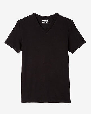 Express Men's Slim Supersoft Moisture-Wicking V-Neck T-Shirt in Black Small
