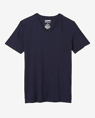 Express Men's Slim Supersoft Moisture-Wicking V-Neck T-Shirt in Blue Small