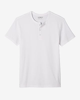 Express Men's Slim Supersoft Short Sleeve Henley in White Small