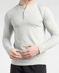 Express Men's Slim Supersoft Long Sleeve Henley T-Shirt in Light Heather Gray