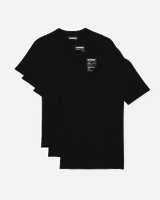Express Men's 3 Pack Supersoft V-Neck T-Shirts in Black Small