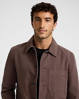 Express Men's Cotton Canvas Chore Jacket in Chocolate