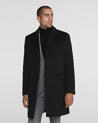 Express Men's Wool-Blend Topcoat in Black
