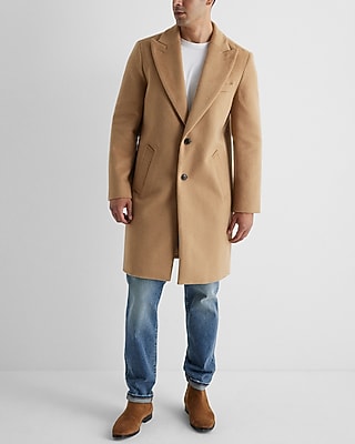 Express Men's Camel Wool-Blend Topcoat in Soft Camel