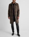 Express Men's Plaid Wool-Blend Topcoat in Print