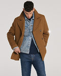 Express Men's Wool-Blend Double Breasted Peacoat in Rust