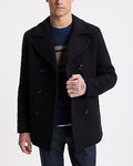 Express Men's Double Breasted Wool-Blend Peacoat in Black Print