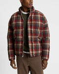 Express Men's Plaid Wool-Blend Flannel Puffer Coat in Red Small