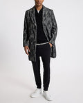 Express Men's Gradient Herringbone Wool-Blend Topcoat in B&w Print