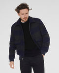 Express Men's Plaid Boucle Bomber Jacket Small