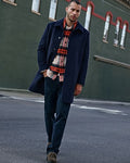 Express Men's Navy Wool-Blend Topcoat in Deep Navy