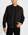 Express Men's Faux Suede Double Pocket Bomber Jacket in Jet Black