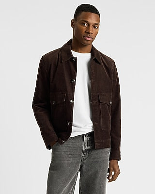 Express Men's Corduroy Double Pocket Jacket in Espresso