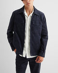Express Men's Corduroy Double Pocket Shirt Jacket in Dark Blue