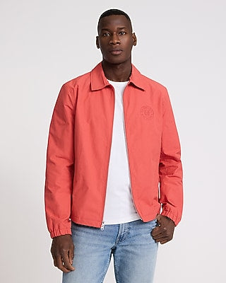 Express Men's Embroidered NYC Graphic Zip Jacket in Orange Small