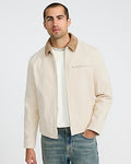 Express Men's Zip Corduroy Collar Chest Pocket Work Jacket in White Small