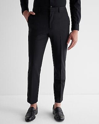 Express Men's Extra Slim Wool-Blend Washable Modern Tech Suit Pants in Black