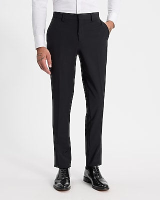 Express Men's Slim Wool-Blend Washable Modern Tech Suit Pants in Black