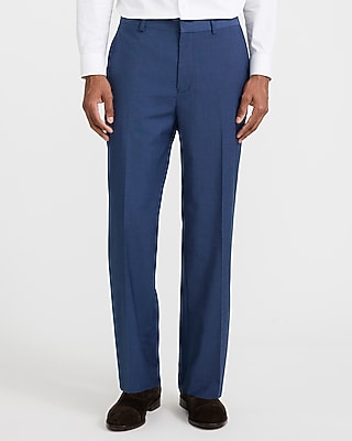 Express Men's Relaxed Blue Stretch Suit Pants in Oxford Blue
