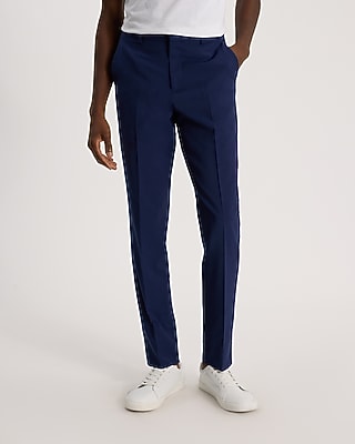 Express Men's Extra Slim Wool-Blend Washable Modern Tech Suit Pants in Blue